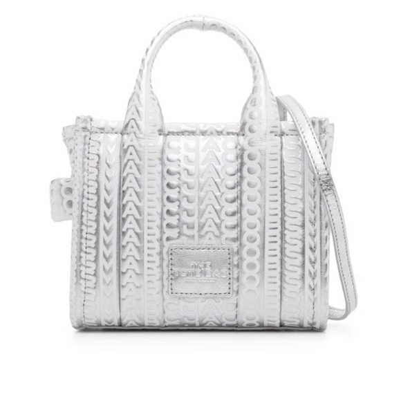 Marc Jacobs Handbags - Marc Jacobs
Silver Micro The Monogram Metallic-Leather Tote Bag